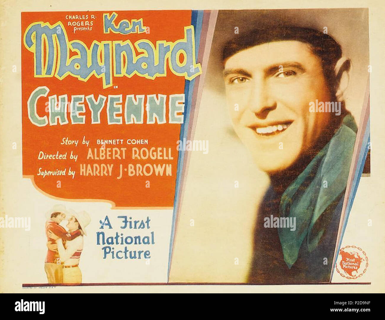 . English: This is a lobby card for the 1929 American Western film Cheyenne. 1929. Warner Bros. 12 Cheyenne (1929) lobby card Stock Photo