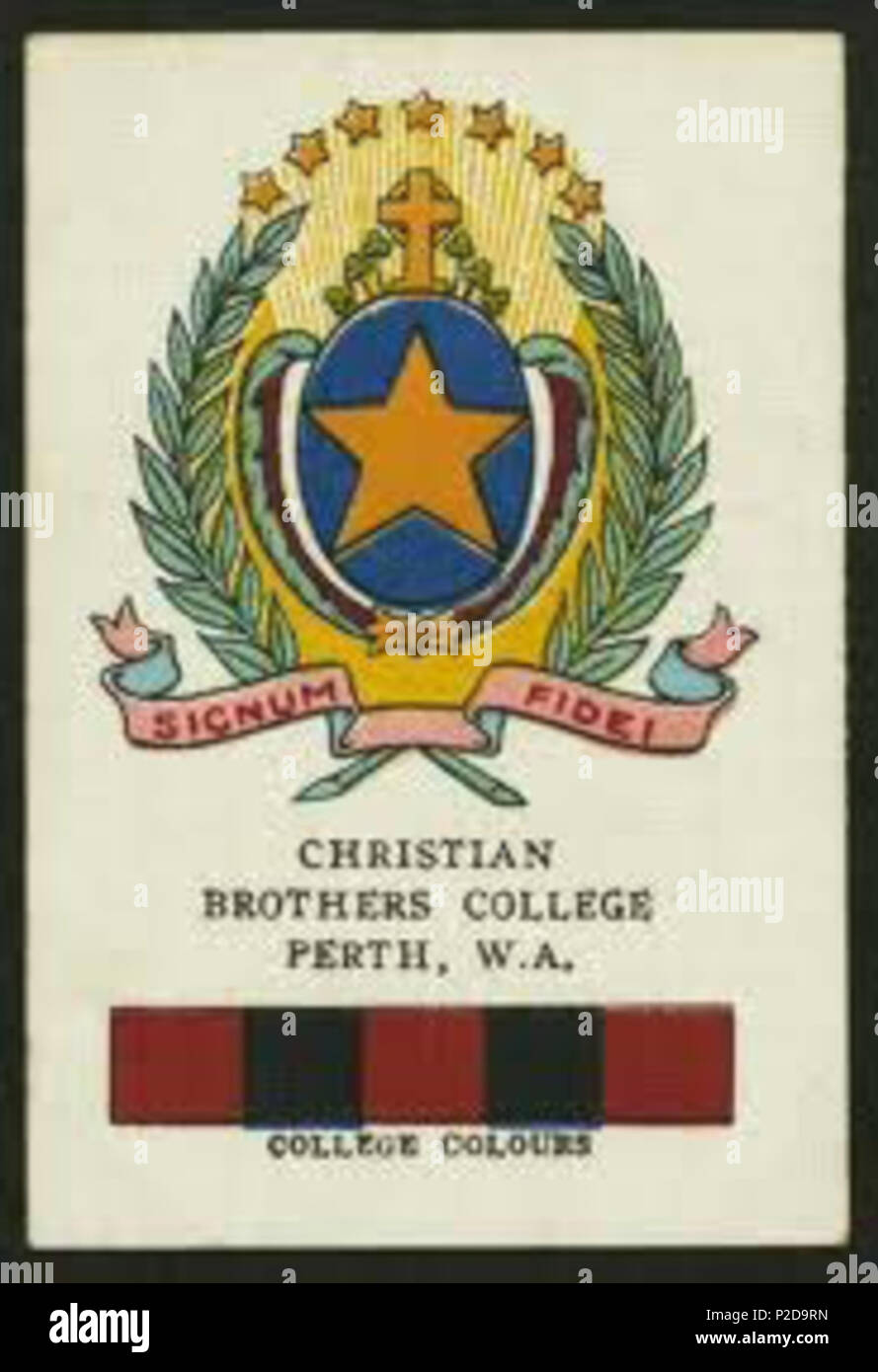 . English The original crest of Christian Brothers College Perth 1894