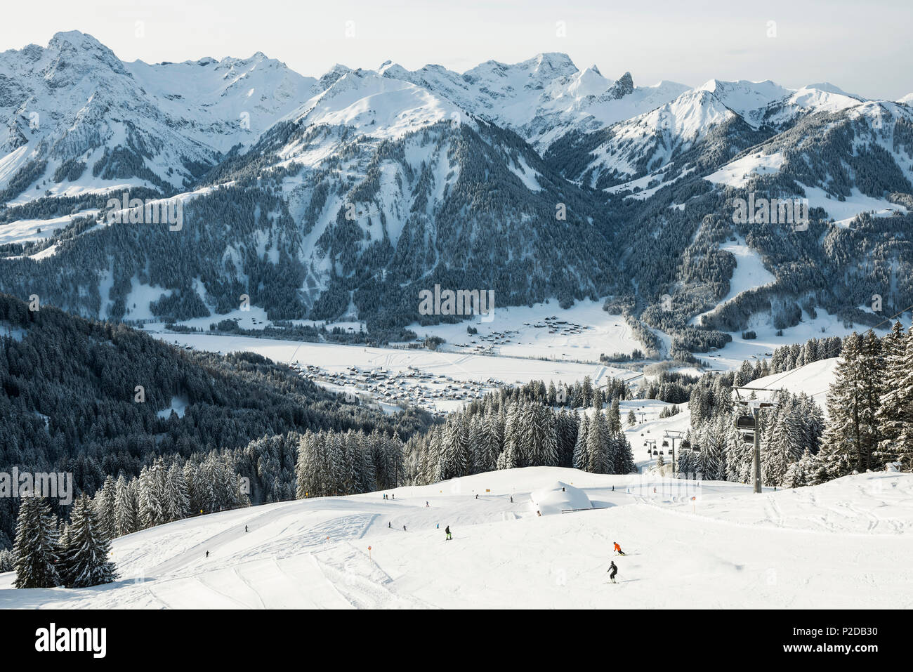 Diadamskopf ski area, near Schoppernau, Bregenz district, Vorarlberg, Austria Stock Photo