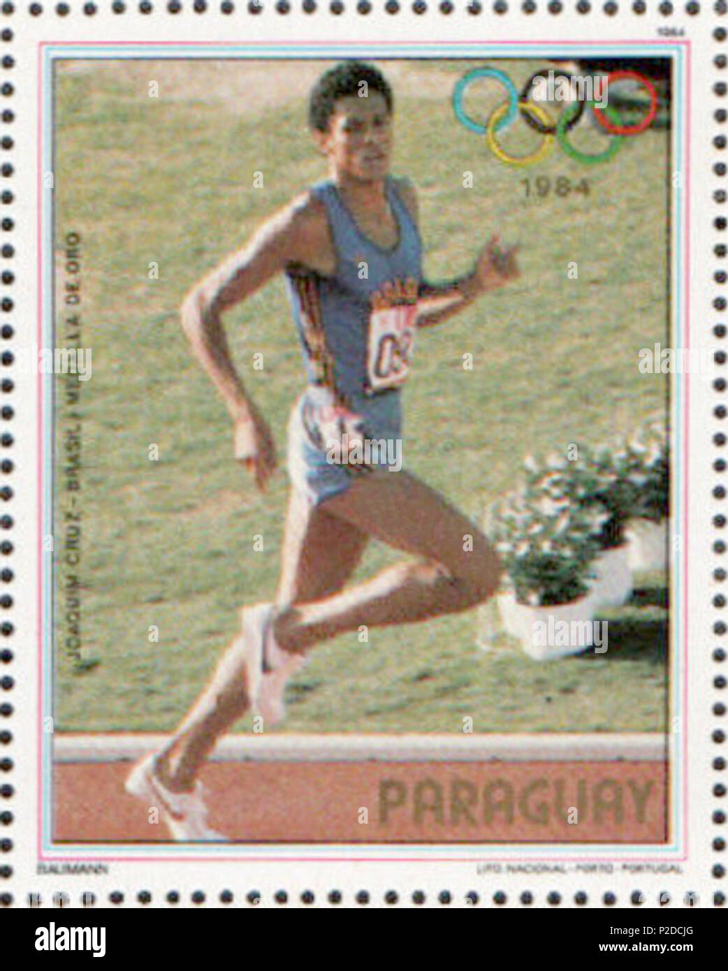 . Joaquim Cruz . 1985. Unknown 27 Joaquim Cruz 1985 Paraguay stamp
