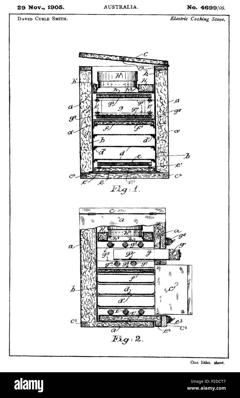 English: Line drawings submitted on 29 1905 David Curle obtained an patent (