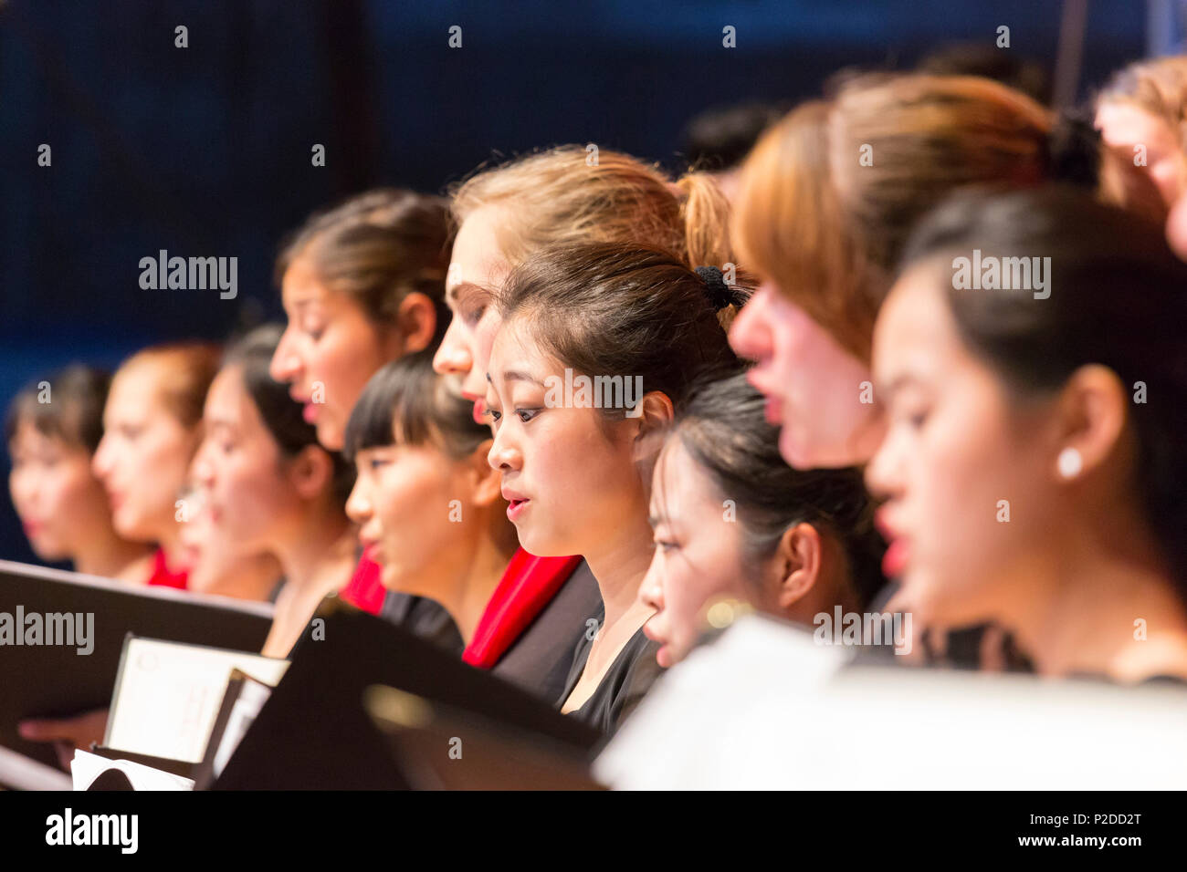 Young Chinese And German Women Singing At A Concert Choir At The Open Air Concert German Chinese Choir At The Bachfest Leipzig Stock Photo Alamy alamy