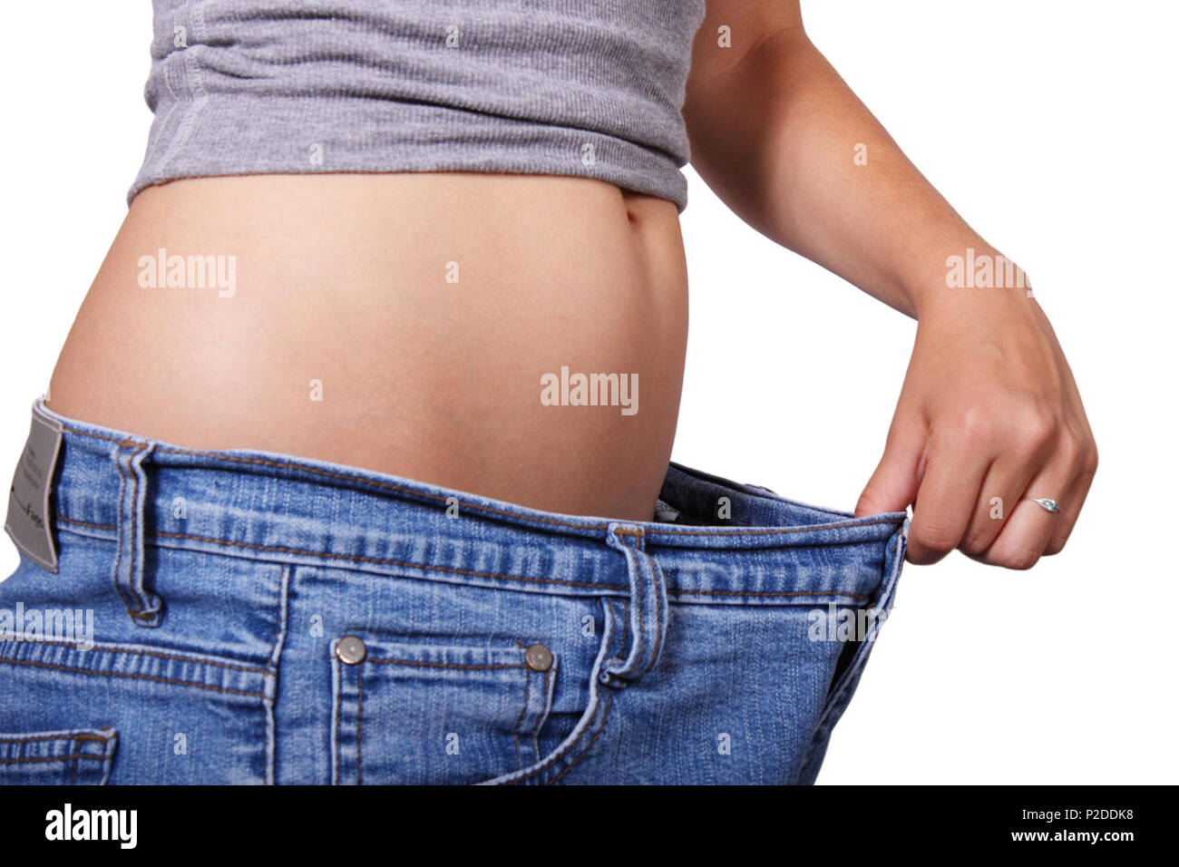 young woman wearing loose jeans . 12 