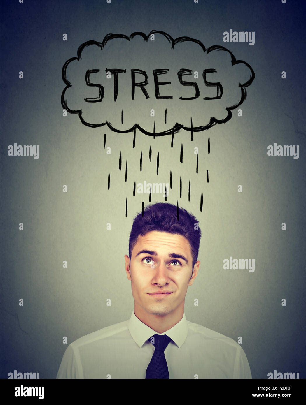 Stressed out young business man with worried face expression Stock Photo