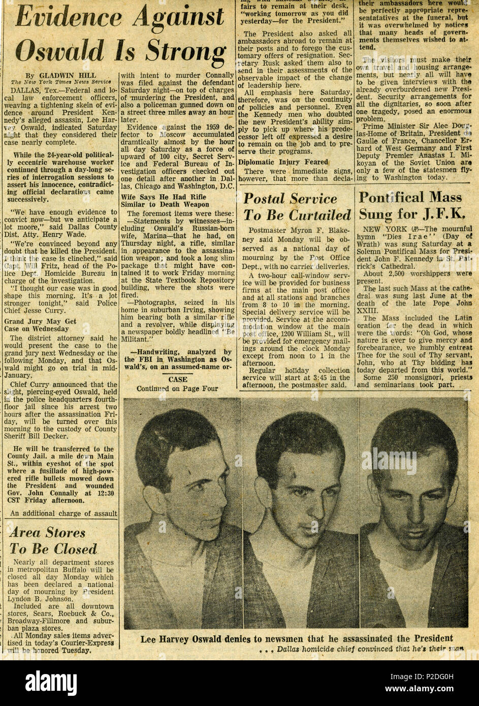 English: Newspaper article on Lee Harvey Oswald . 14 November 1963. Buffalo  Courier Express 10 Buffalo courier express lee harvey oswald Stock Photo -  Alamy