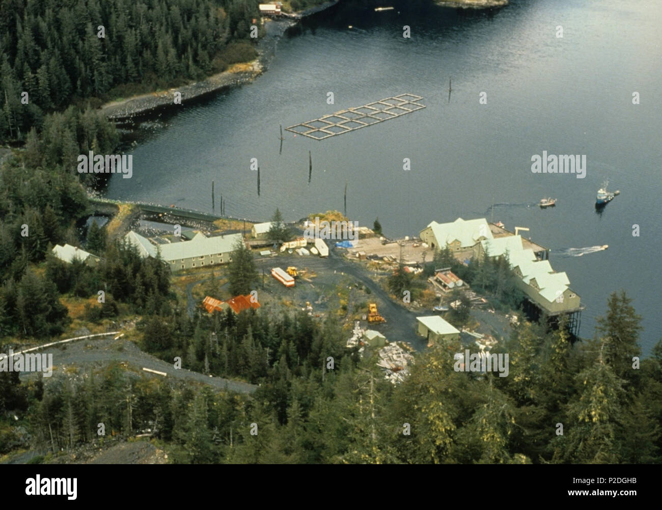 . English Sawmill Bay Hatchery on Evans Island, in Prince William Sound, Alaska, as it appeared