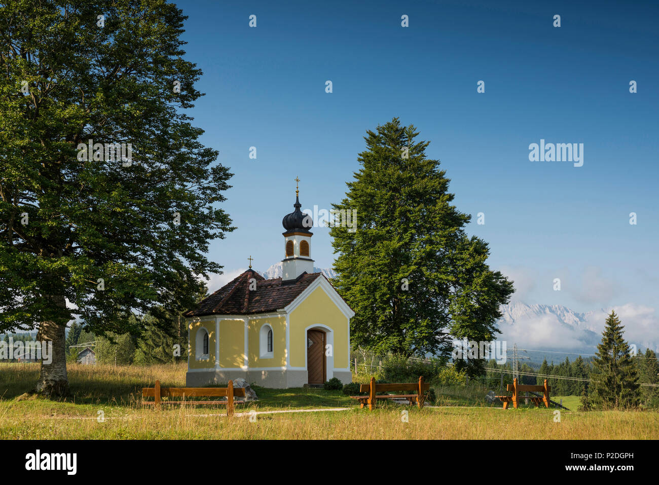 Maria Rast chapel, Kruen, near Mittenwald, Upper Bavaria, Bavaria, Germany Stock Photo