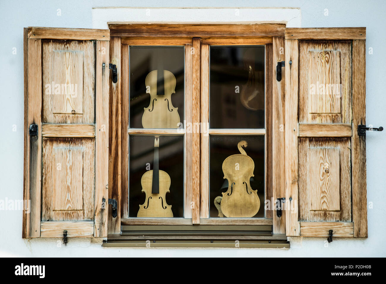 violin maker, Mittenwald, Upper Bavaria, Bavaria, Germany Stock Photo