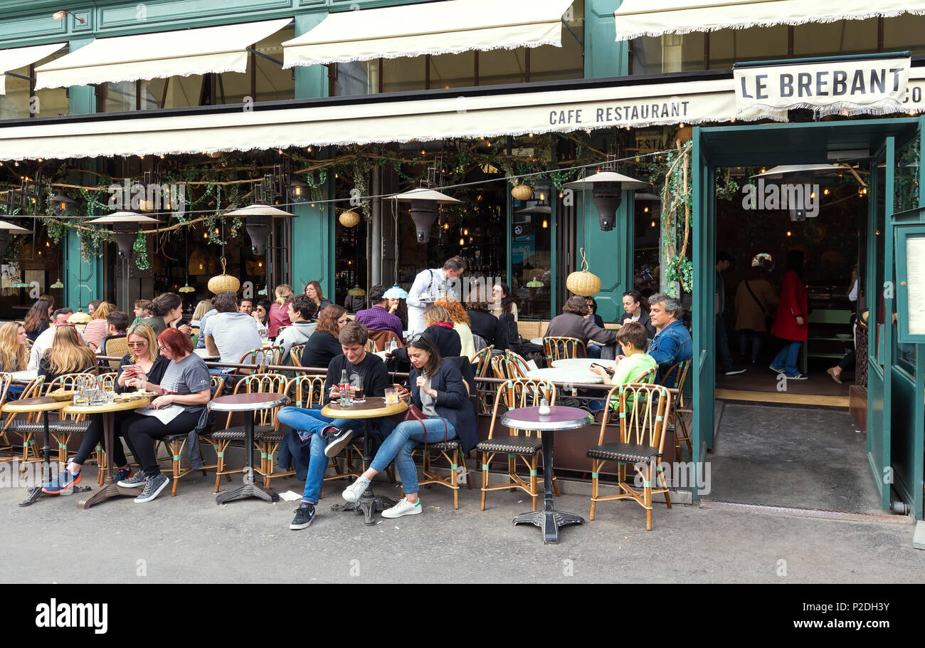 Le Grand Cafe Brebant is the legendary and famous brasserie located on Grands Boulevards in Paris, France. Stock Photo