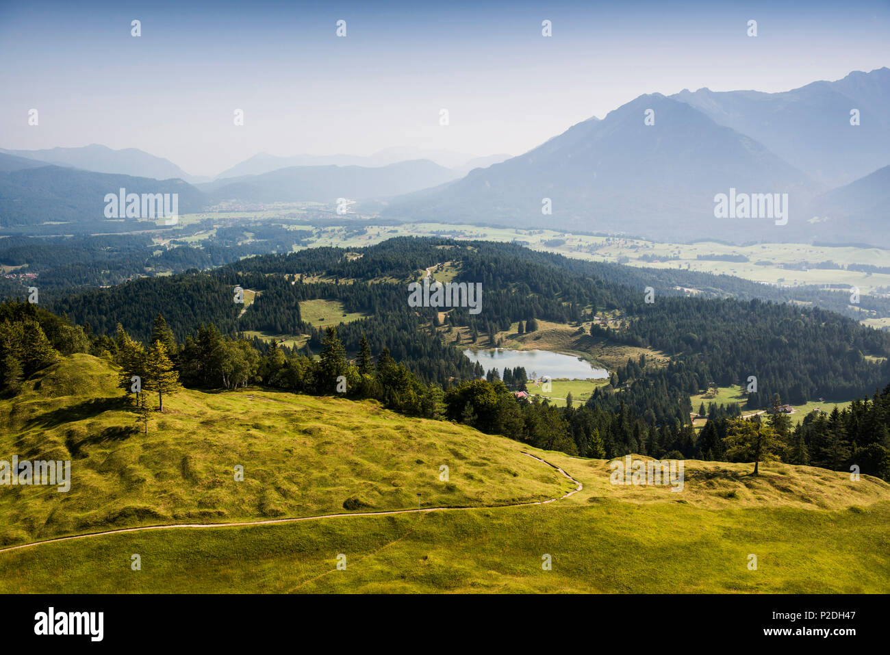 View from Hoher Kranzberg, Mittenwald, Upper Bavaria, Bavaria, Germany Stock Photo
