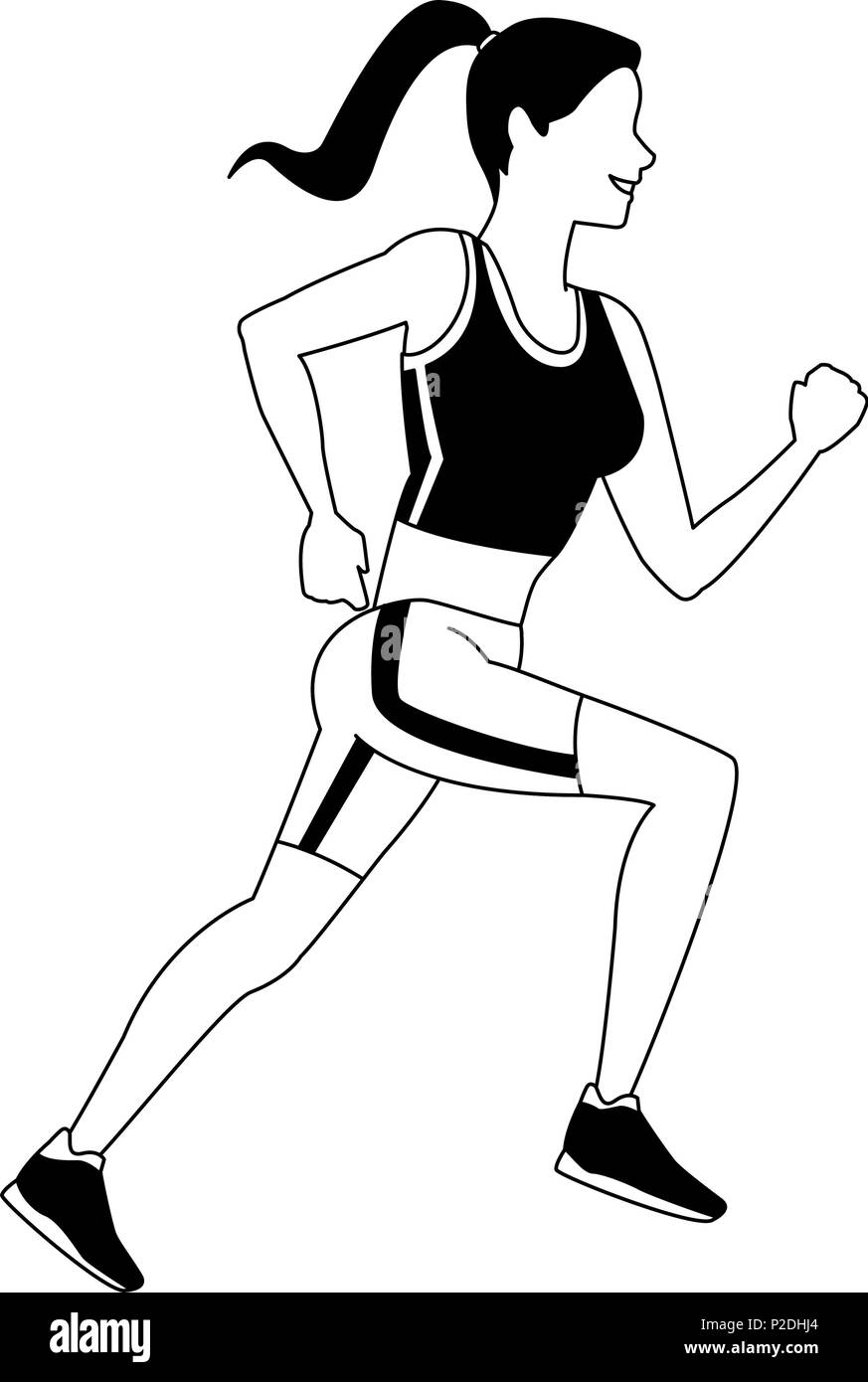 Fitness woman running in black and white Stock Vector Image & Art - Alamy