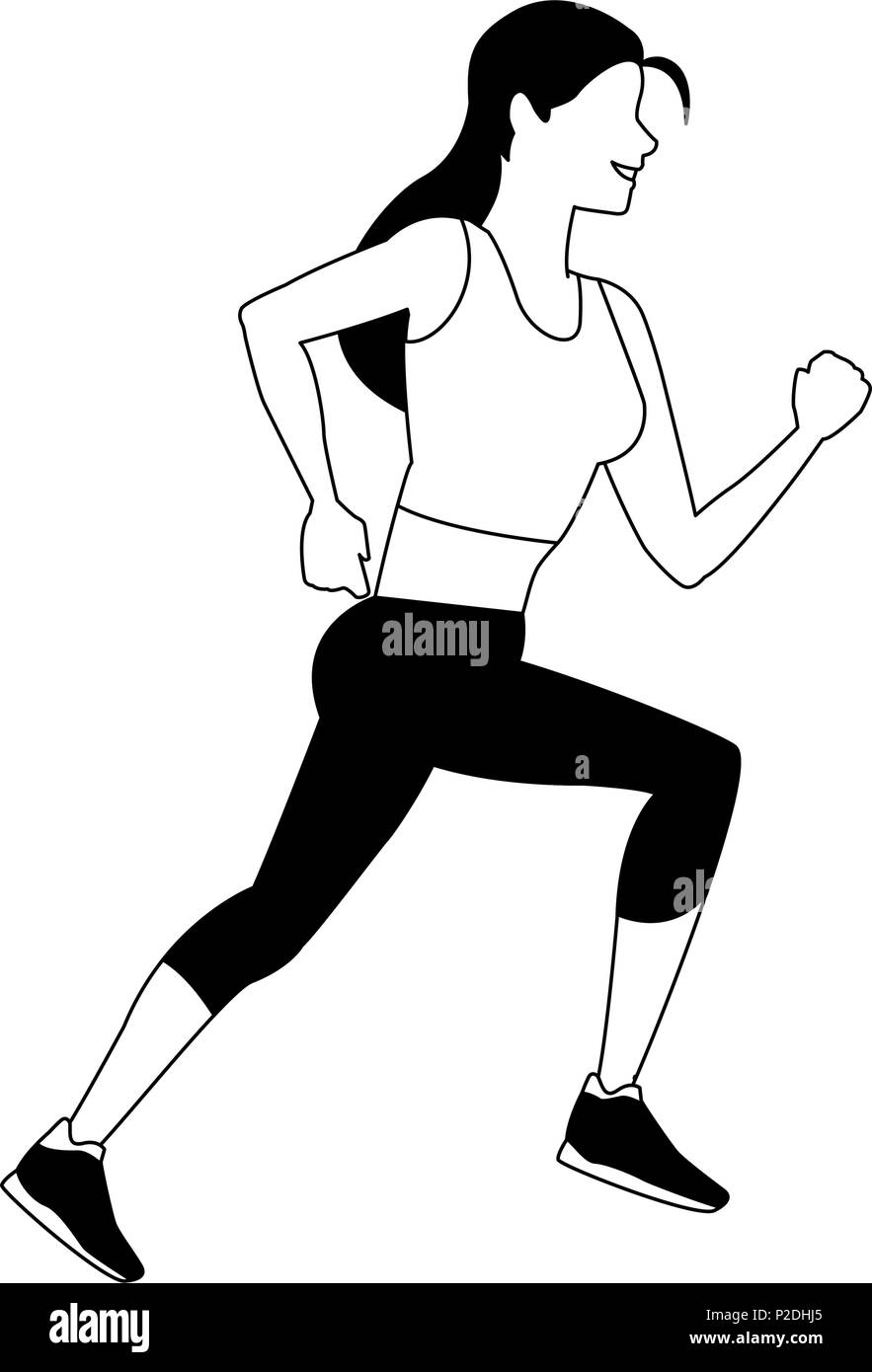 Fitness woman running in black and white Stock Vector Image & Art Alamy