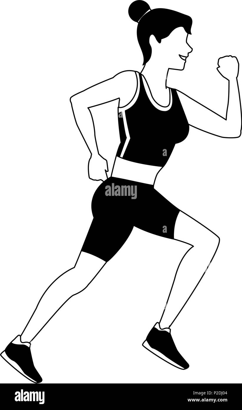 Fitness woman running in black and white Stock Vector Image & Art - Alamy