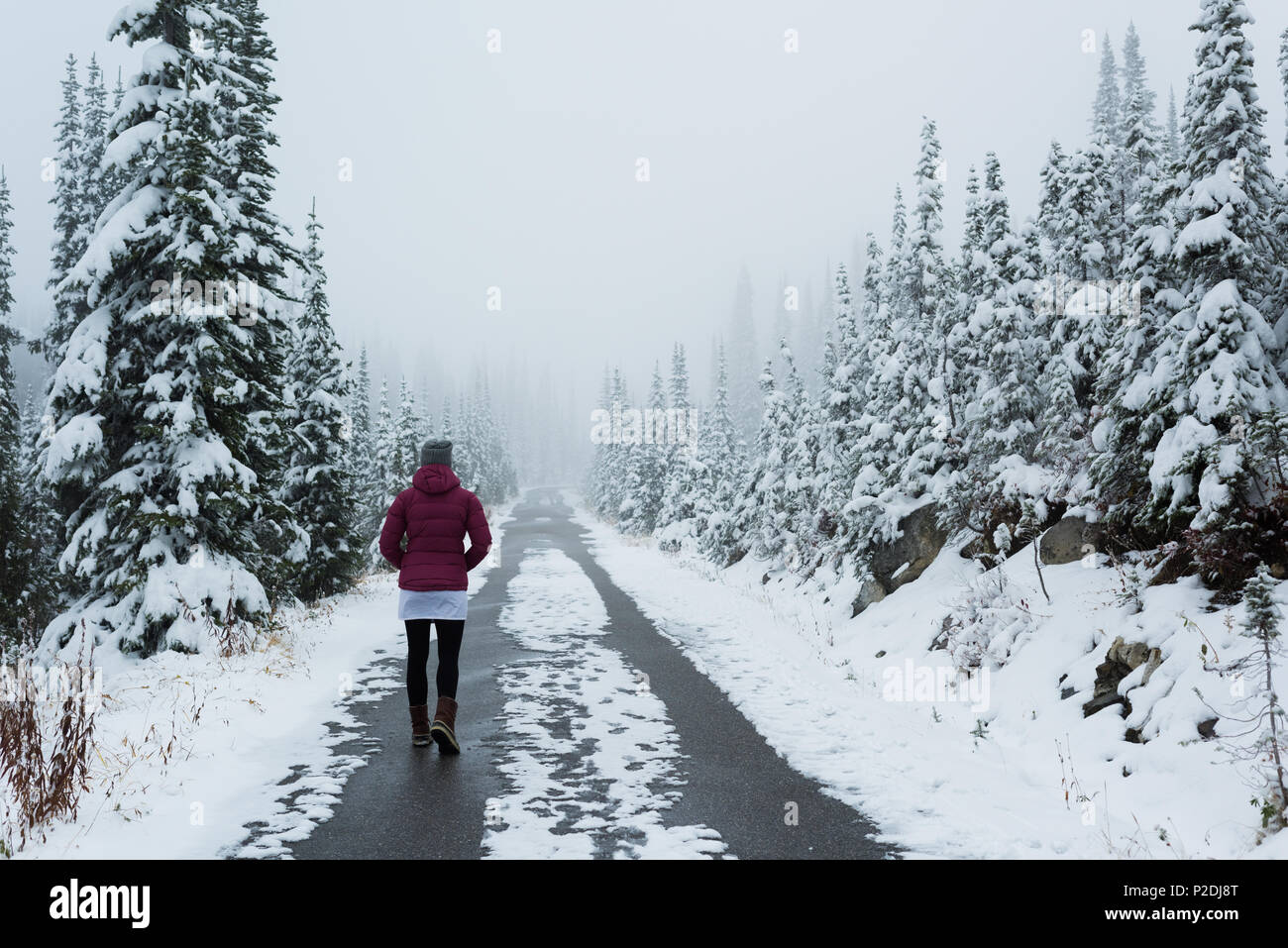 Woman walking rear view winter hi-res stock photography and images - Alamy