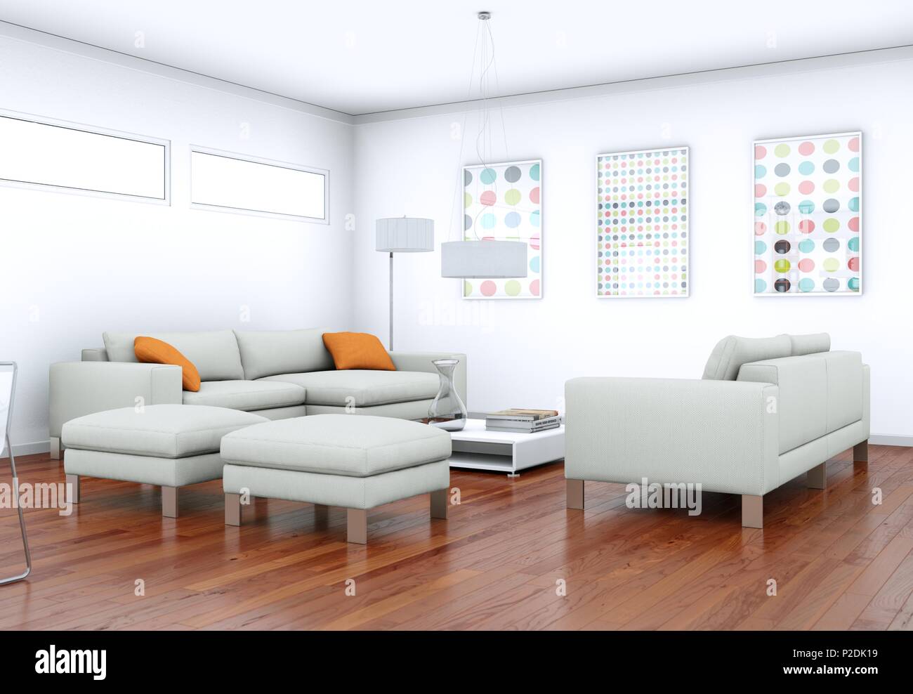 Modern bright living room interior design with sofas Stock Photo - Alamy