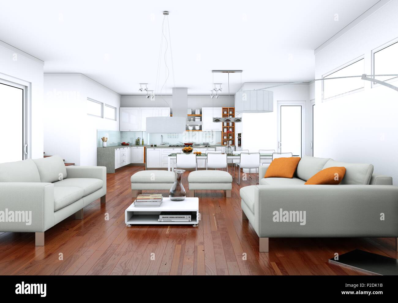 Modern bright living room interior design with sofas Stock Photo - Alamy