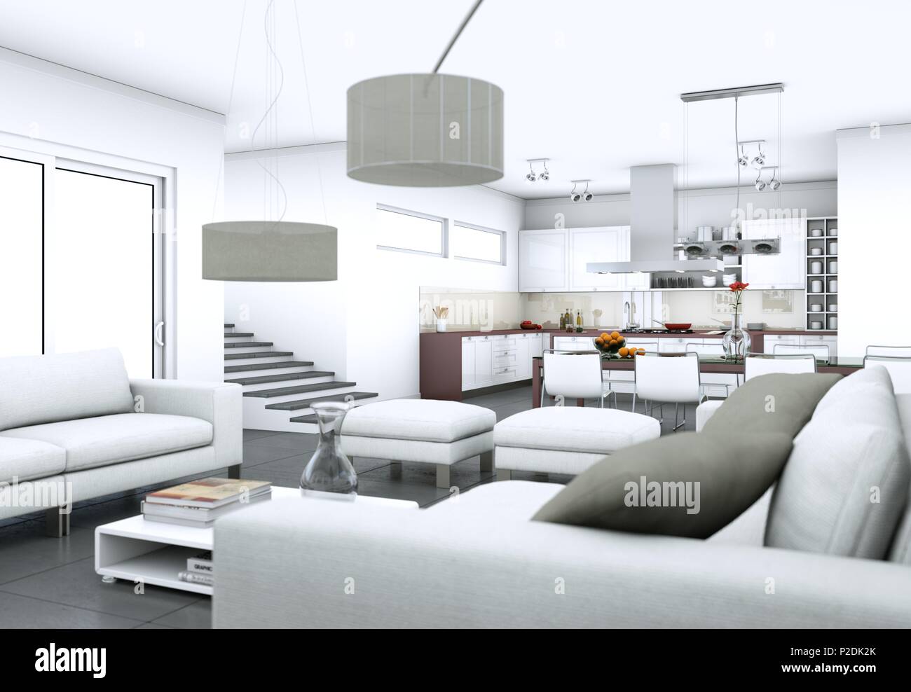 Modern bright living room interior design with sofas Stock Photo - Alamy