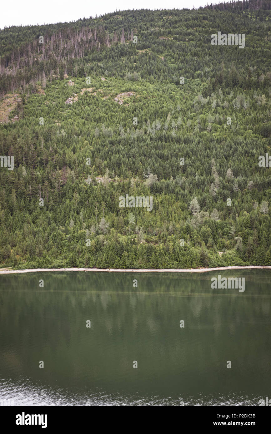 Beautiful mountain and green lake Stock Photo