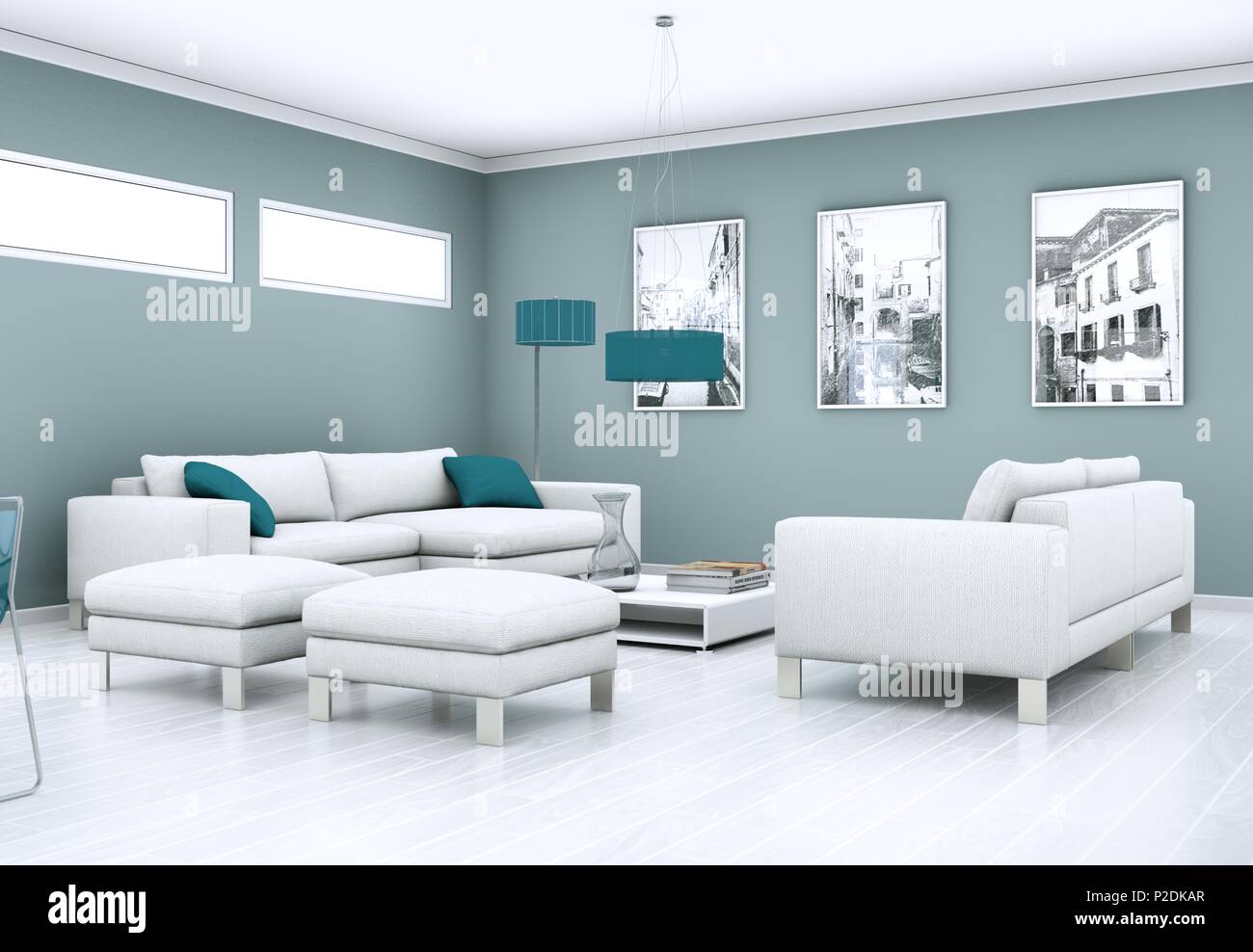 Modern bright living room interior design with sofas Stock Photo - Alamy