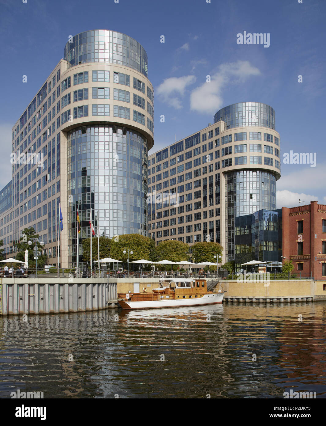 Tour by houseboat along the river Spree in Berlin, Innenministerium, Germany, Europe Stock Photo