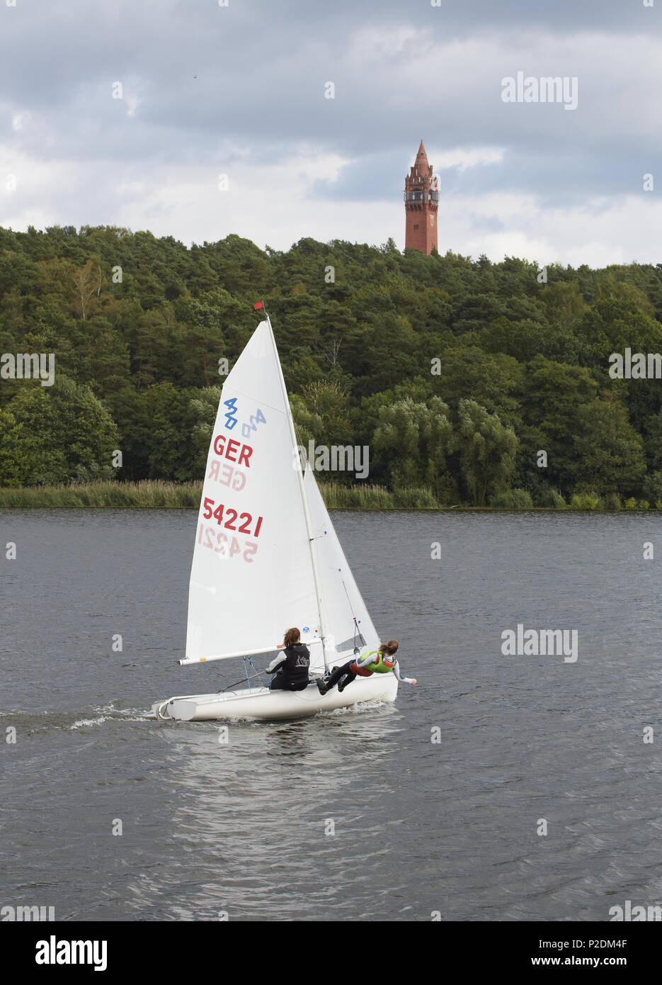 Sailing on the river Havel, Grunewaldturm, Brandenburg, Germany, Europe Stock Photo