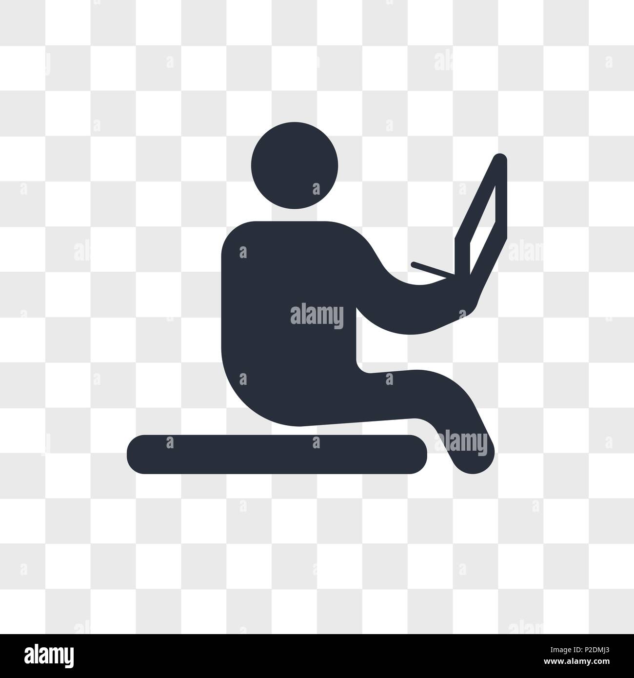 Sitting on the floor and reading vector icon isolated on transparent ...