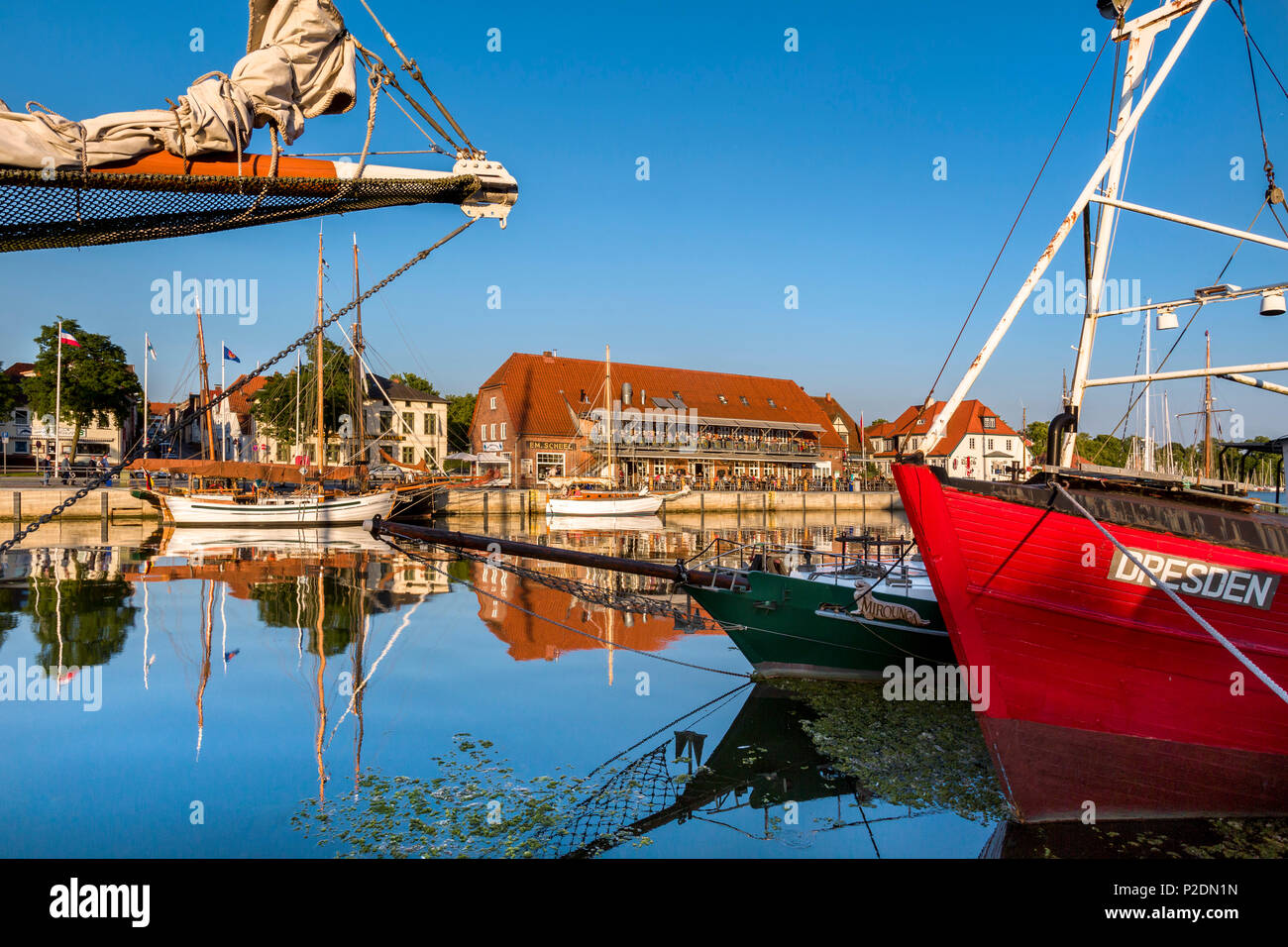 Marina with traditional sailing boats, Neustadt, Baltic Coast, Schleswig-Holstein, Germany Stock Photo