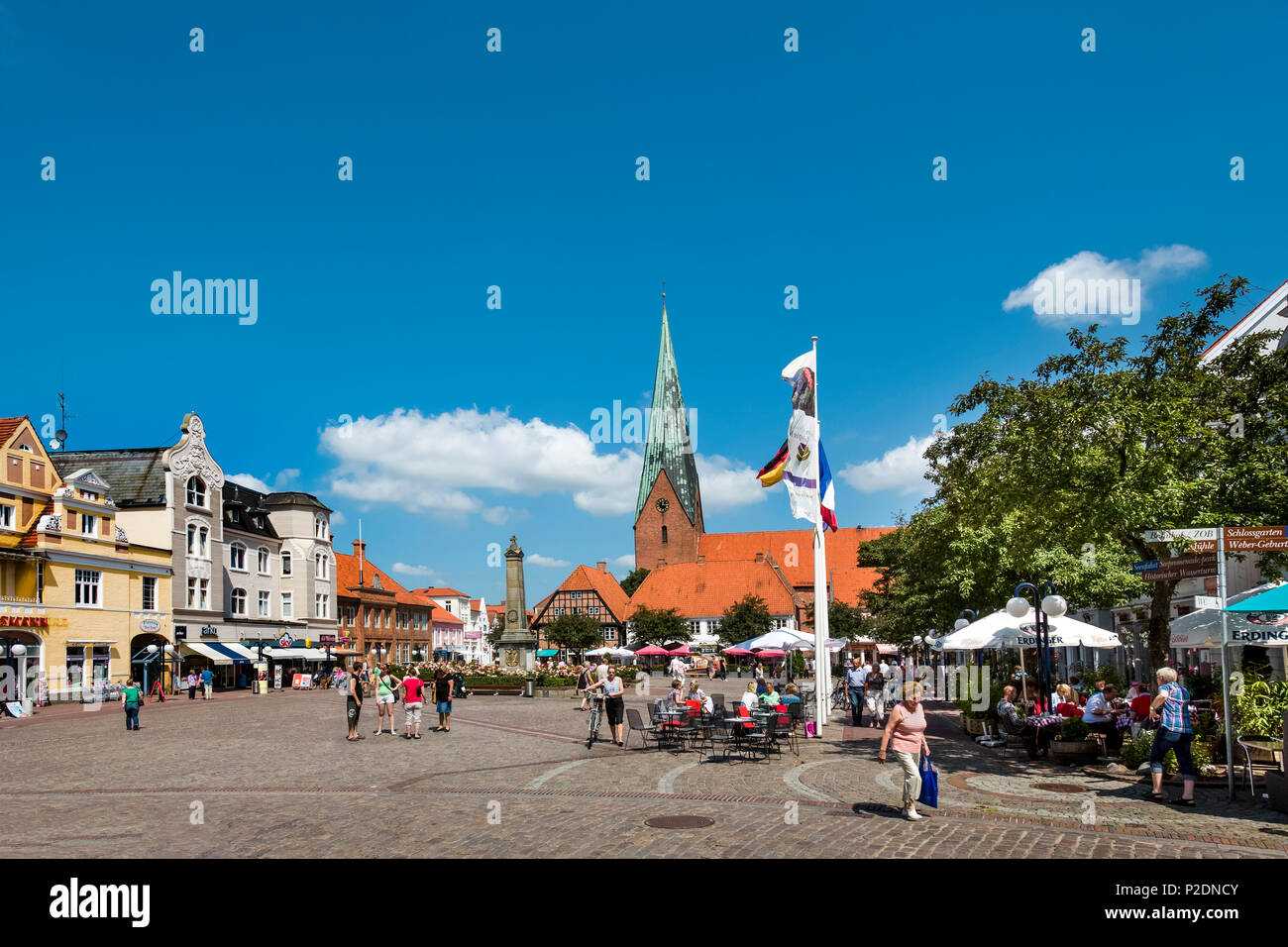 Market square with church of St Michaelis, Eutin, Holstein Switzerland, Ostholstein, Schleswig-Holstein, Germany Stock Photo