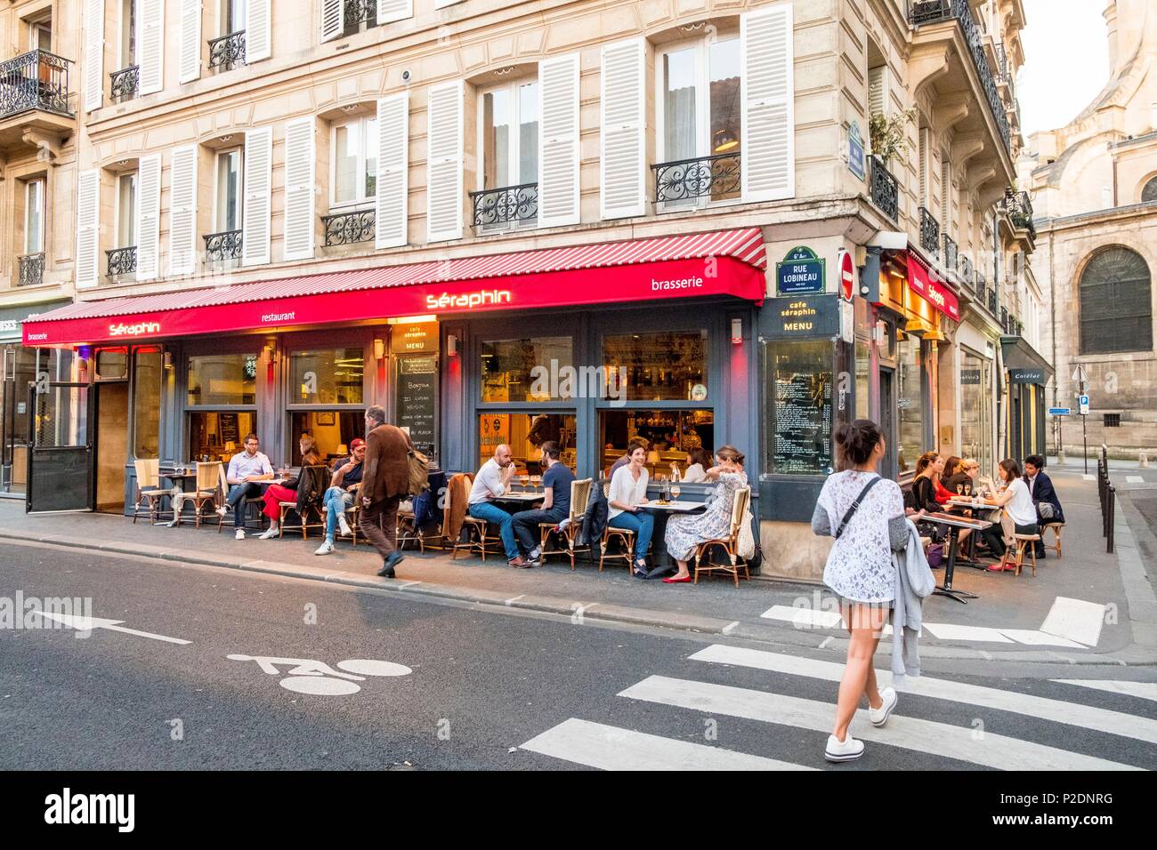 France, Paris, district of Saint Germain des Pres, bar and pubs of Lobineau  street Stock Photo - Alamy