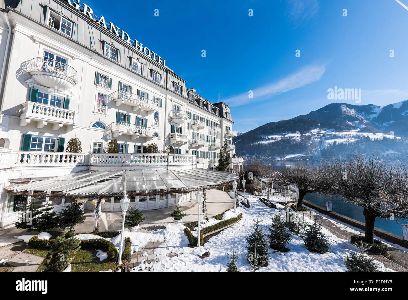 view of the Grand hotel Zell am See, Salzburger Land, Austria, Europe Stock Photo