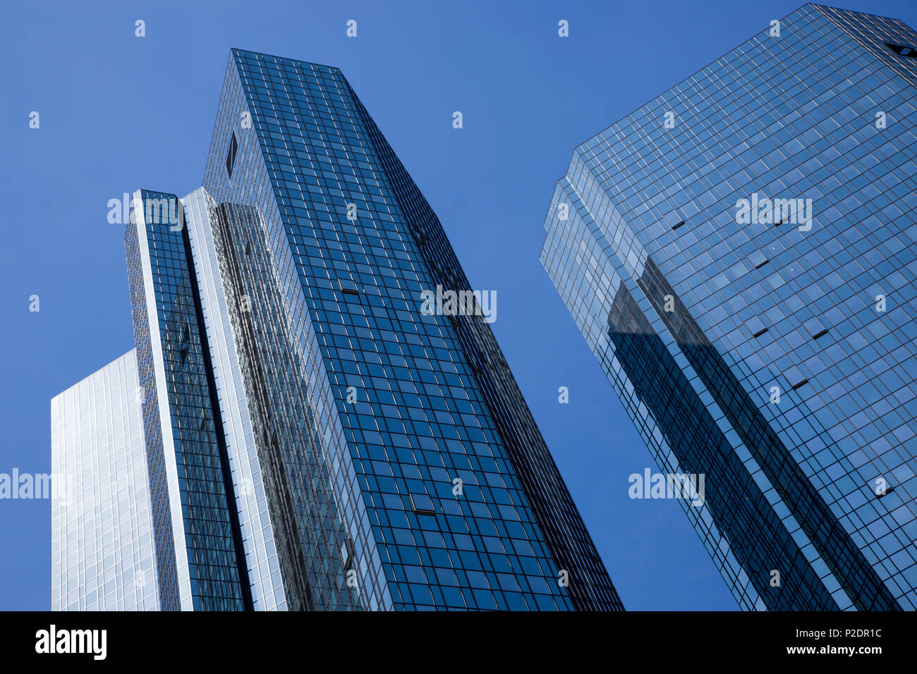 Deutsche Bank skyscraper towers in financial district, Frankfurt am Main, Hessen, Germany, Europe Stock Photo