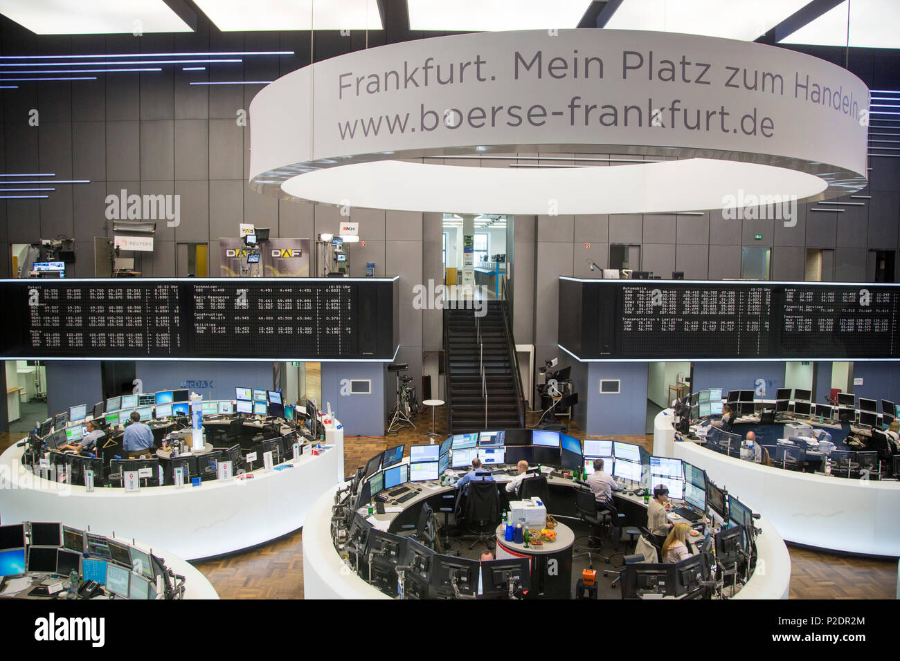 Trading floor of the German stock exchange, Frankfurt am Main, Hessen, Germany, Europe Stock Photo