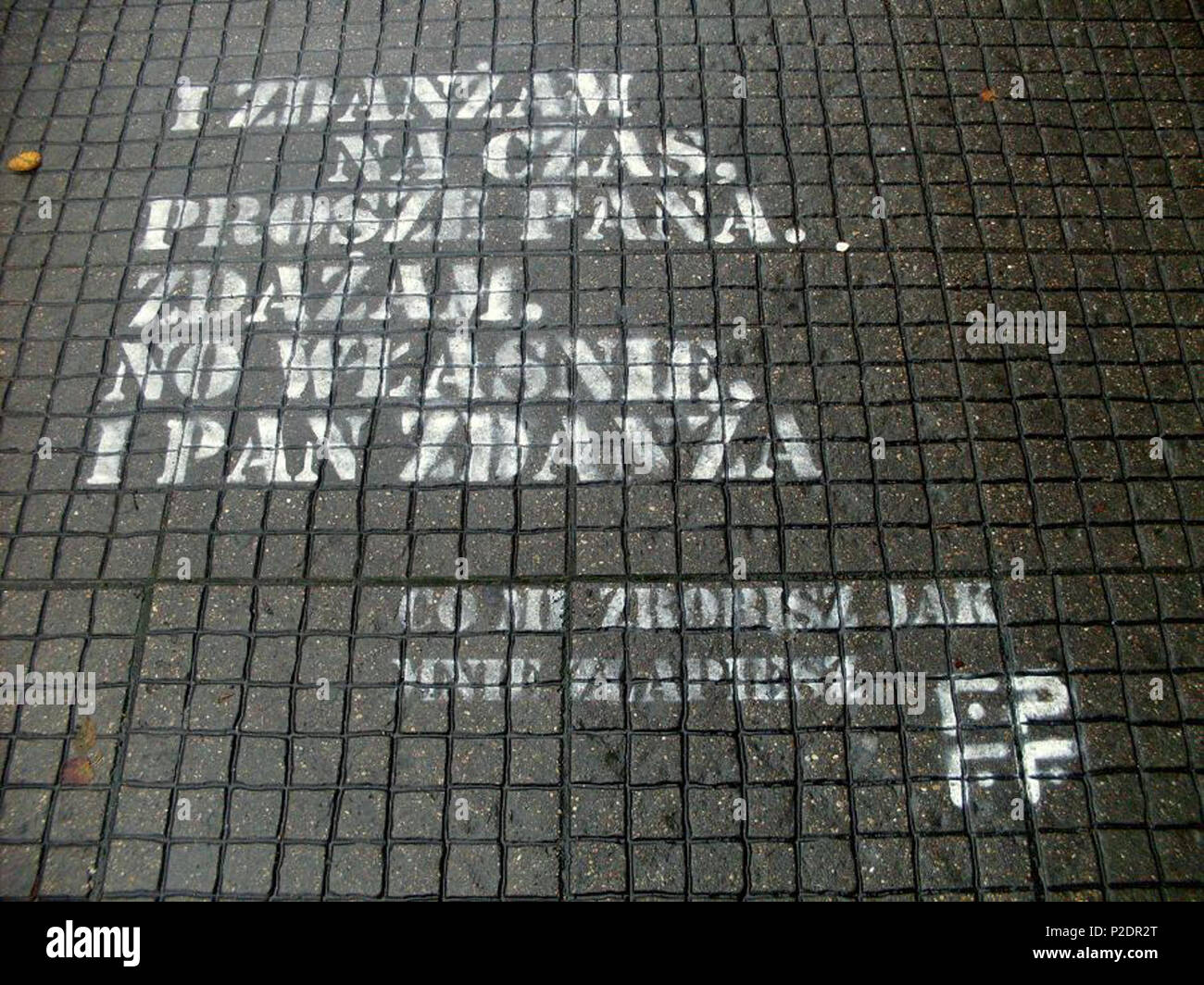 . English: Quotation from film 'What Will You Do When You Catch Me?' advertising XXXIV Polish Film Festival in Gdynia 2009. This photo was made in 10 Lutego Street few weeks after the entertainment. Polski: Cytat z 'Co mi zrobisz, jak mnie z?apiesz?' reklamuj?cy XXXIV Festiwal Polskich Filmów Fabularnych w Gdyni 2009. Zdj?cie wykonano przy ulicy 10 Lutego kilka tygodni po zako?czeniu imprezy. 11 October 2009. Starscream 44 Quotation from film 'What Will You Do When You Catch Me ' advertising XXXIV Polish Film Festival in Gdynia 2009 - 1 Stock Photo