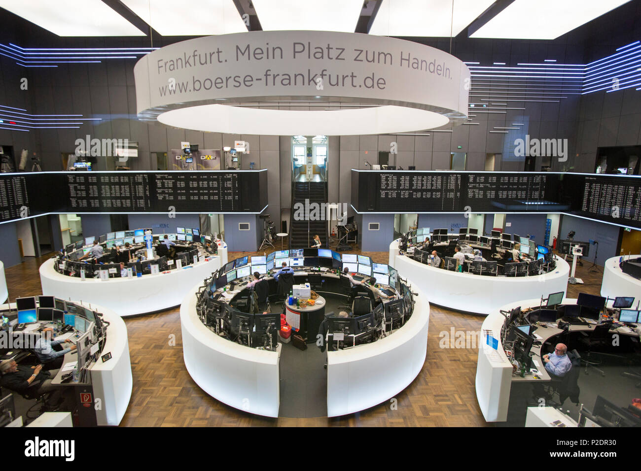 Trading floor of the German stock exchange, Frankfurt am Main, Hessen, Germany, Europe Stock Photo