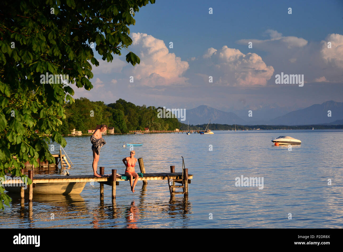 At lake Starnberger near Ambach, Upper Bavaria, Bavaria, Germany Stock Photo