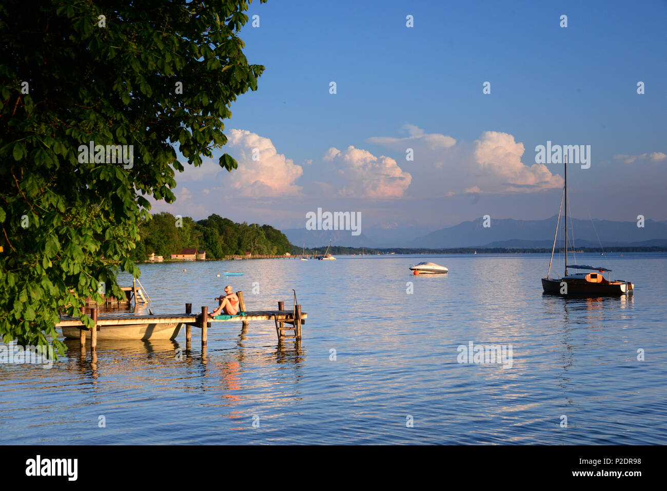 At lake Starnberger near Ambach, Upper Bavaria, Bavaria, Germany Stock Photo