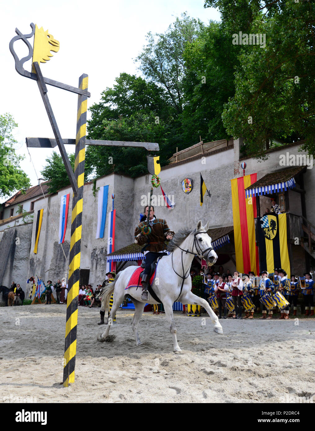 Horse show at the castle festival, Neuburg an der Danube, Upper Bavaria, Bavaria, Germany Stock Photo
