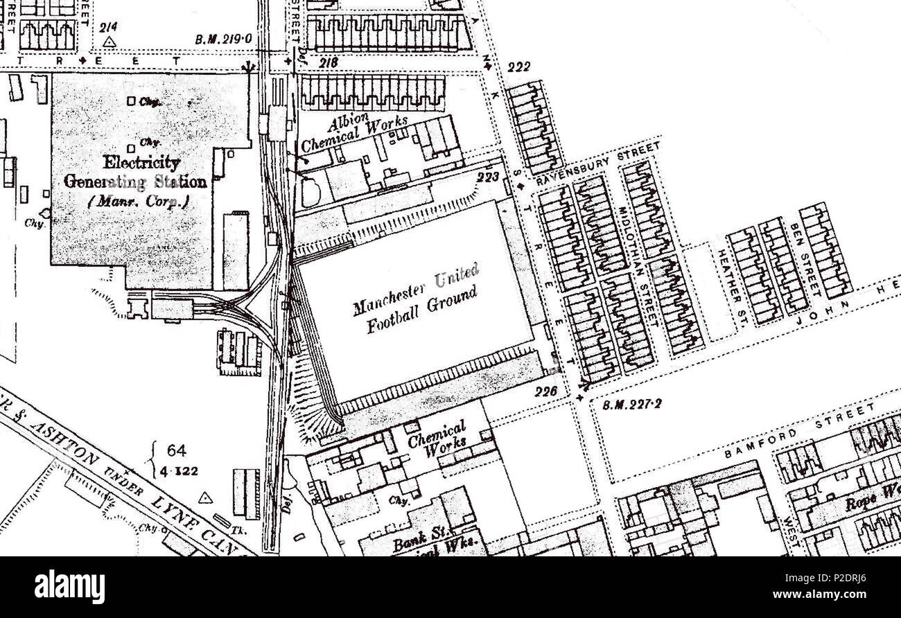 . English: Map of the area surrounding Bank Street, Manchester, United Kingdom, circa 1909. 1909. HM Land Registry 6 Bank street land registry Stock Photo