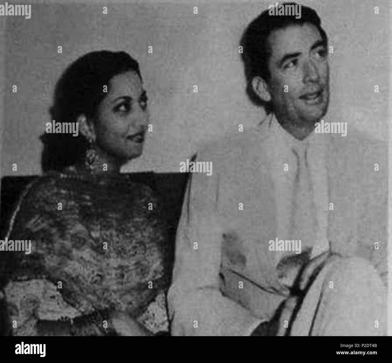 . English Suraiya and Gregory Peck at her home in 1954 . 1954. Unknown