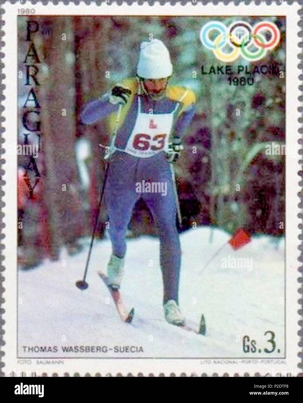 . Thomas Wassberg . 1980. Unknown 63 Thomas Wassberg 1980 Paraguay stamp Stock Photo