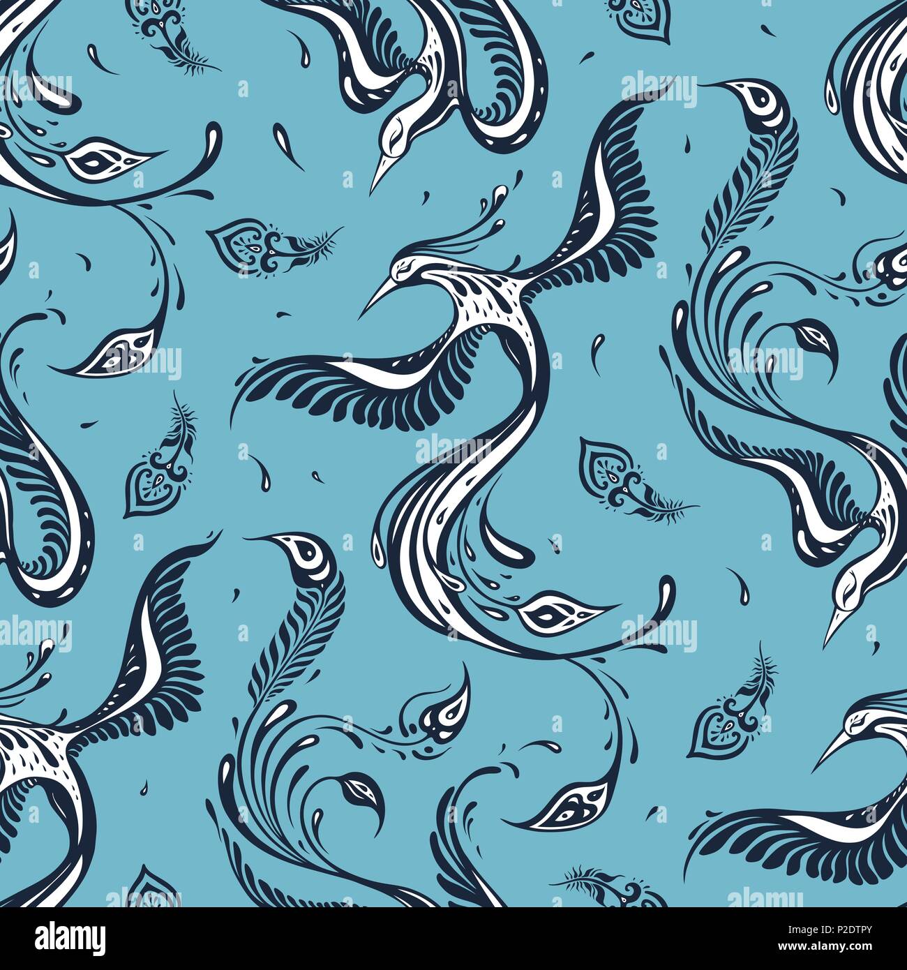 Beautiful peacock. Exotic bird Seamless pattern Stock Vector Image ...