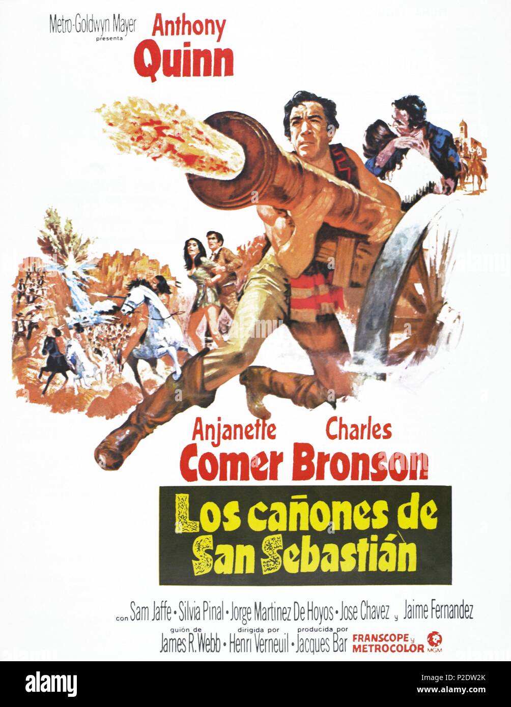 Original Film Title: LA BATAILLE DE SAN SEBASTIAN.  English Title: GUNS FOR SAN SEBASTIAN.  Film Director: HENRI VERNEUIL.  Year: 1968. Credit: M.G.M. / Album Stock Photo