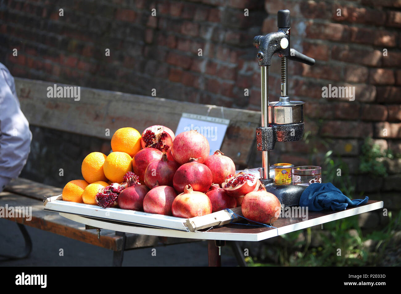 Fruit juice stall in Tbilisi Stock Photo Alamy