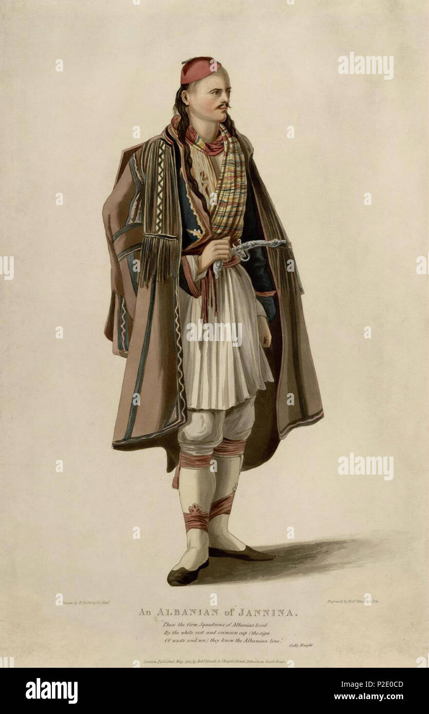 . English: Albanian warrior of South Albania during Ottoman reign painted by Joseph Cartwright . 18th century. Joseph Cartwright (Life time: 18th century) 28 Joseph Cartwright Albanian of Janina Stock Photo