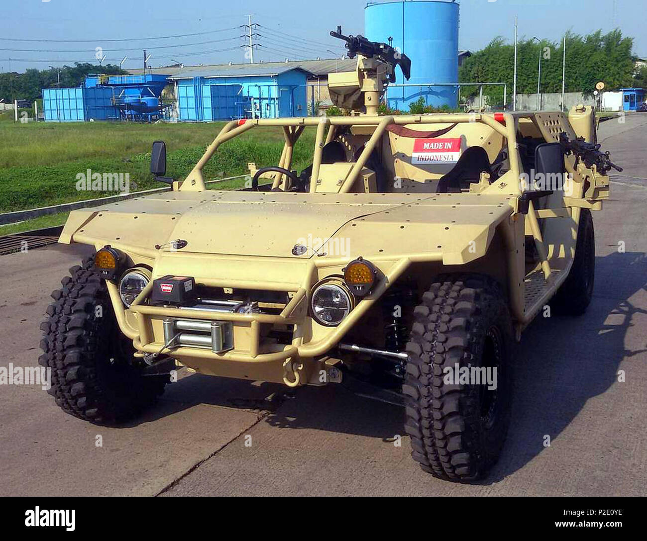 . English: Indonesian light attack vehicle, P6 All Terrain Assault Vehicle, just rolled out from SSE Defense factory in Tangerang, Banten. 2016. ARCinc 39 P6 ATAV from the factory Stock Photo