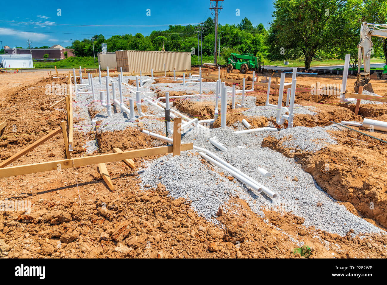 Plumbing pipework for a new restaurant that is under construction Stock ...
