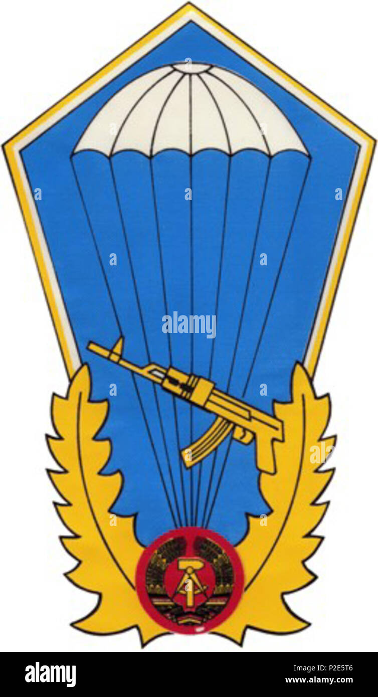 Deutsch: Verbandsabzeichen Luftsturmregiment 40 der NVA Fallschirmtruppe  bis 1990. English: . Corps badge of the National People's Army parachute  troops '40th Air Assault Regiment” until 1990. ???????: . ???????,  ????????????? ????, '40 ...
