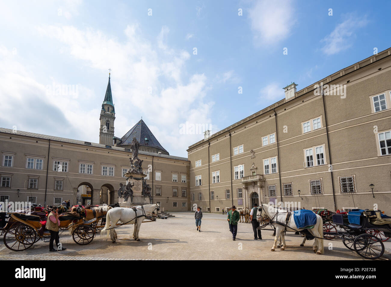 Salzburg, Austria - May 4, 2018: Domplatz Salzburg square in Salzburg, Austria. Stock Photo