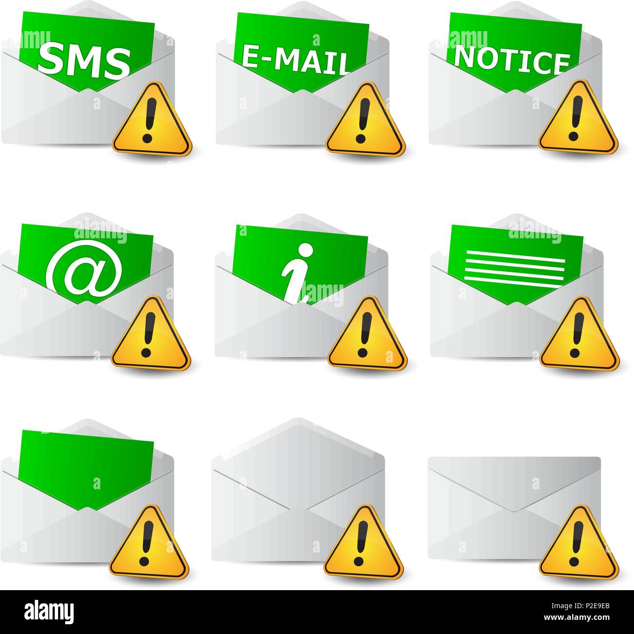 icon convert set 2d with exclamation sign on white Stock Vector