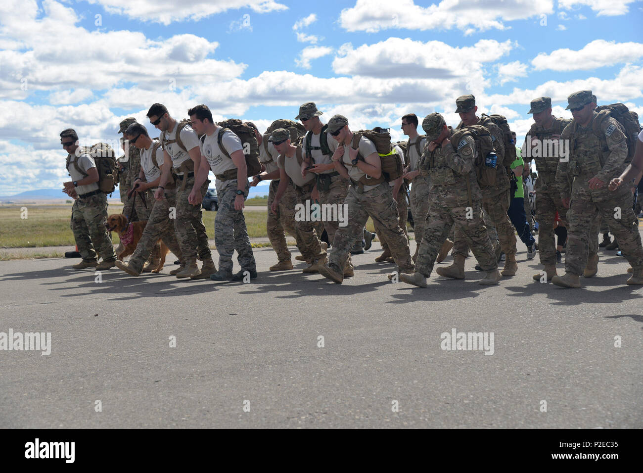 Airmen participate in a 9/11 Remembrance ruck Sept. 9, 2016, at ...